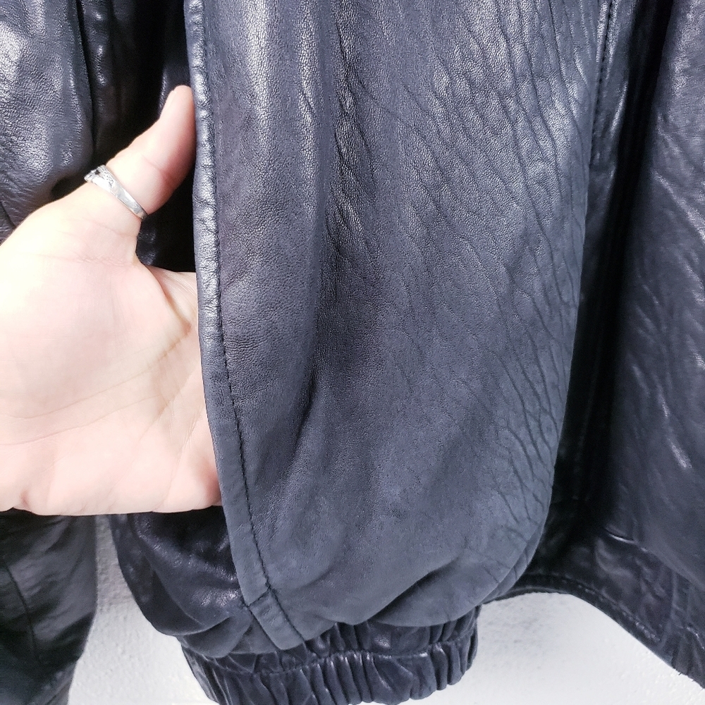 Vintage Robert Comstock Genuine Leather Casual Bomber Jacket Men's Size Large - Picture 4 of 13
